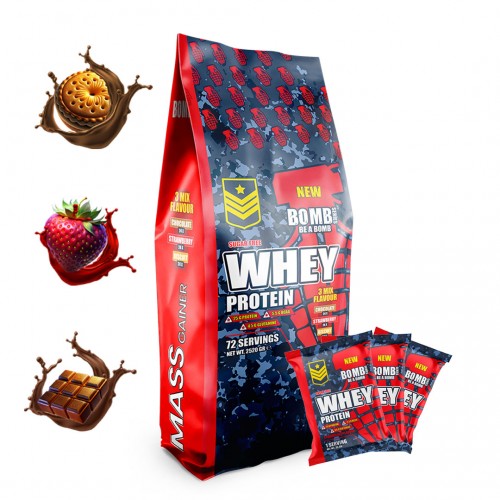 BOMB SERİES WHEY PROTEİN ŞASE 3 MİX FLAVOUR 72 ŞASE ( 2520 GR )