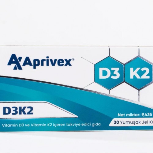 Aprivex D3 - K2 30 Yumuşak Kapsül