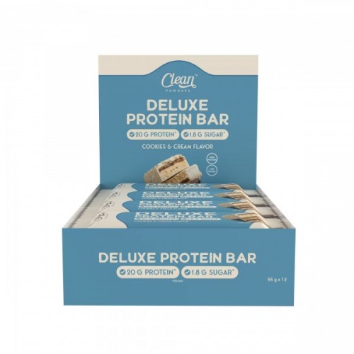 CLEAN POWDERS DELUXE PROTEİN BAR 55 GR 12 ADET BEYAZ ÇİKOLATA & KURABİYE