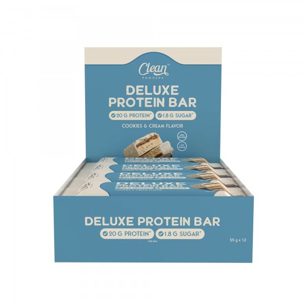 CLEAN POWDERS DELUXE PROTEİN BAR 55 GR 12 ADET BEYAZ ÇİKOLATA & KURABİYE