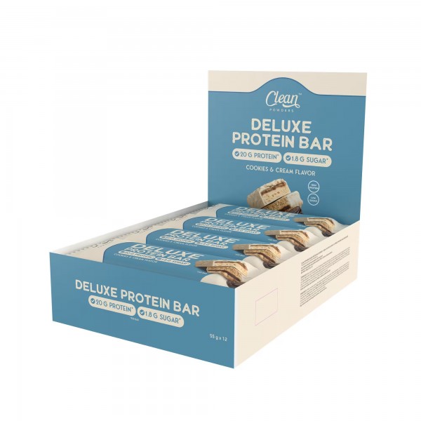 CLEAN POWDERS DELUXE PROTEİN BAR 55 GR 12 ADET BEYAZ ÇİKOLATA & KURABİYE