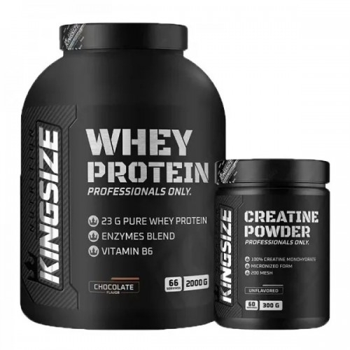 KİNGSİZE NUTRİTİON WHEY PROTEİN 2000 GR ÇİKOLATALI + KİNGSİZE CREATINE 300 GR