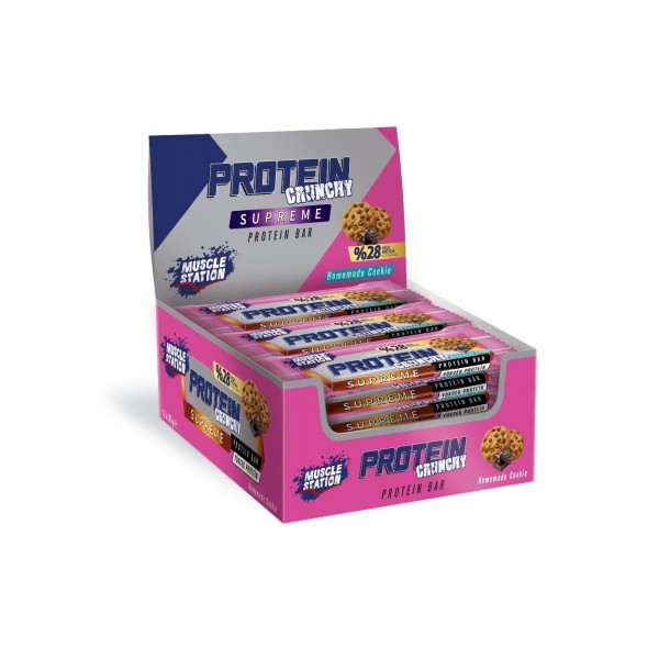 Muscle Station Protein Crunchy Supreme Protein Bar 12’li Kutu – %28 Protein