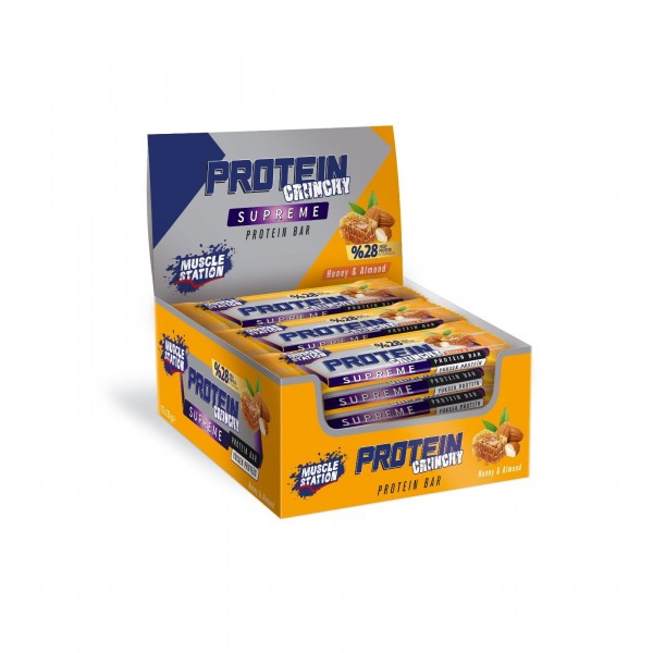 Muscle Station Protein Crunchy Supreme Protein Bar 12’li Kutu – %28 Protein