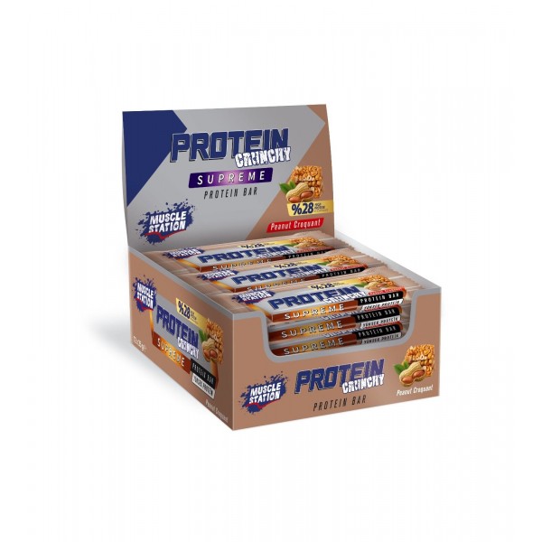 Muscle Station Protein Crunchy Supreme Protein Bar 12’li Kutu – %28 Protein