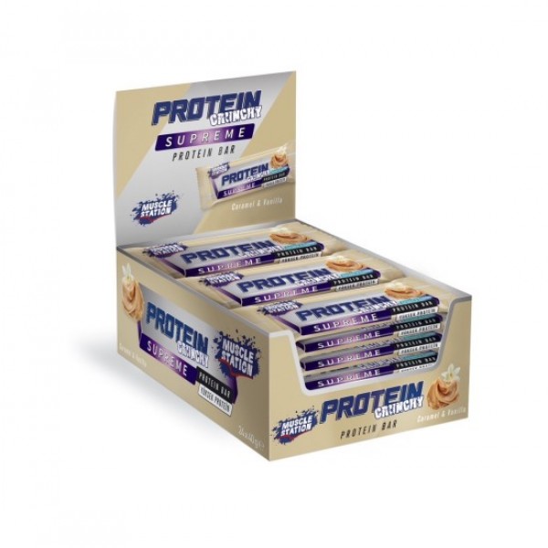 Muscle Station Protein Crunchy Supreme Bar Caramel Vanilla 40 g 24 Adet