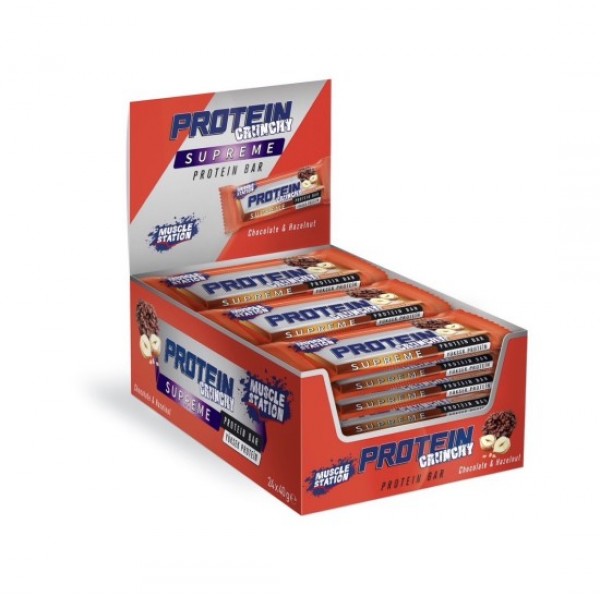 Muscle Station Protein Crunchy Supreme Bar Çikolata Fındık 40 g 24 Adet